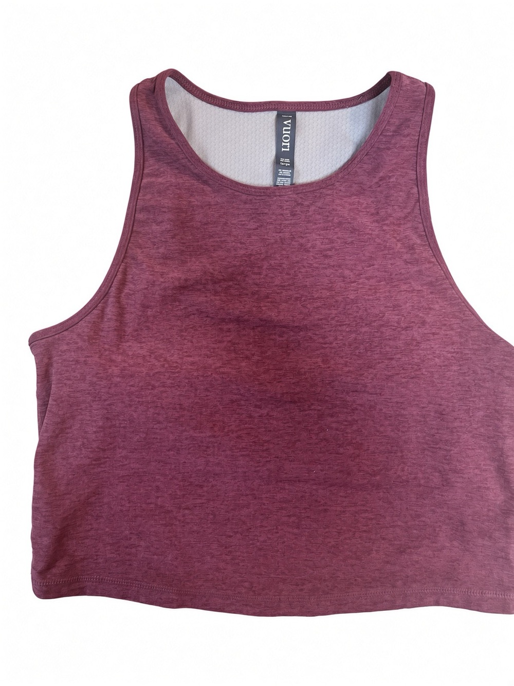 Vuori Crop Tank NWOT Size L Maroon Heather Racerback Built In Bra